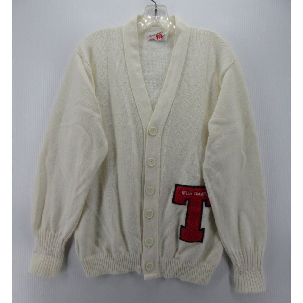 VINTAGE Letterman Cardigan Sweater Medium Cheer Team Varsity 80s USA